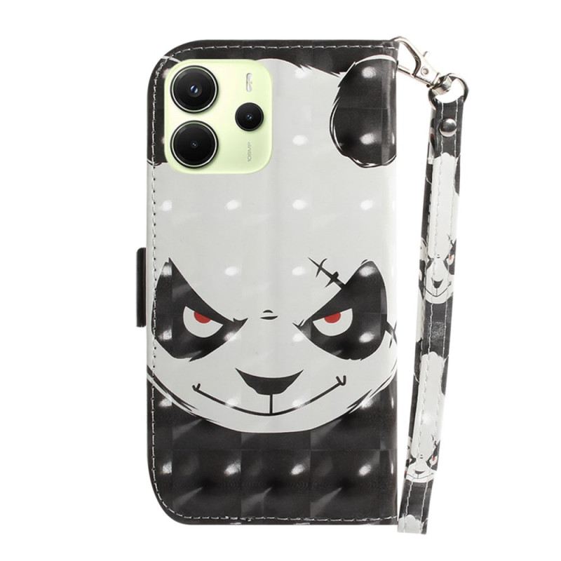 Lederhüllen Xiaomi Redmi Note 14 4g Handyhülle Wütender Panda Mit Riemen