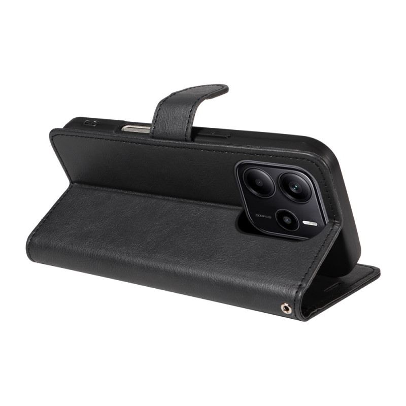 Lederhüllen Xiaomi Redmi Note 14 4g Schlichtes Kunstleder Mit Riemen