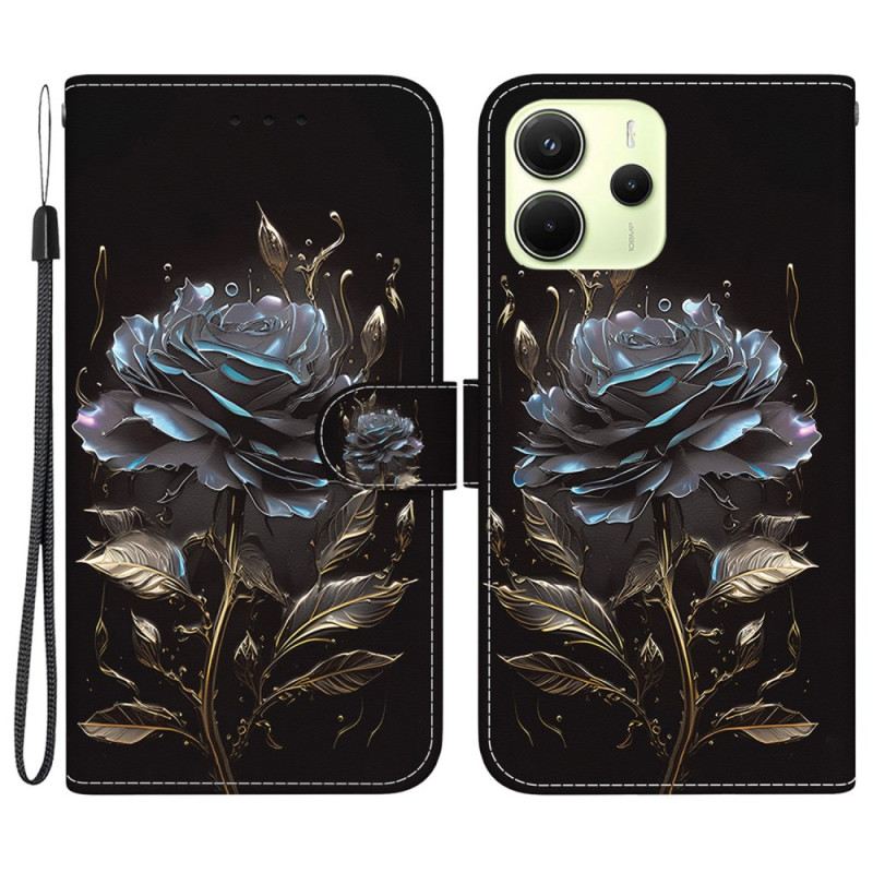 Lederhüllen Xiaomi Redmi Note 14 4g Schwarze Rose
