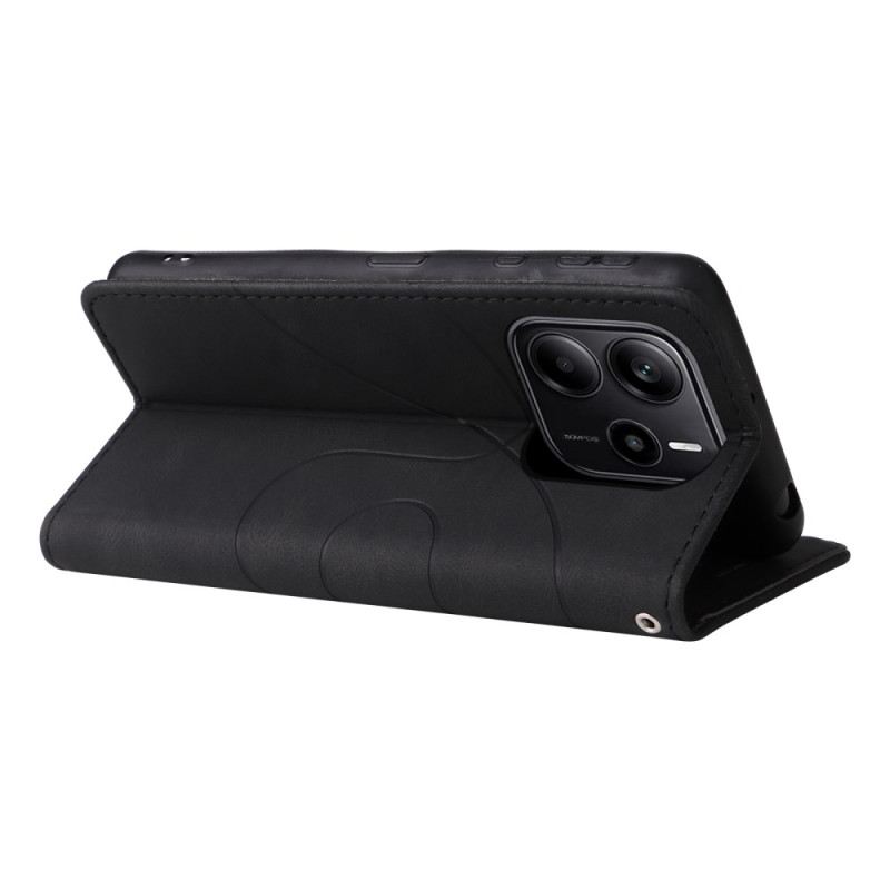 Lederhüllen Xiaomi Redmi Note 14 4g Zweifarbige Wellenlinien