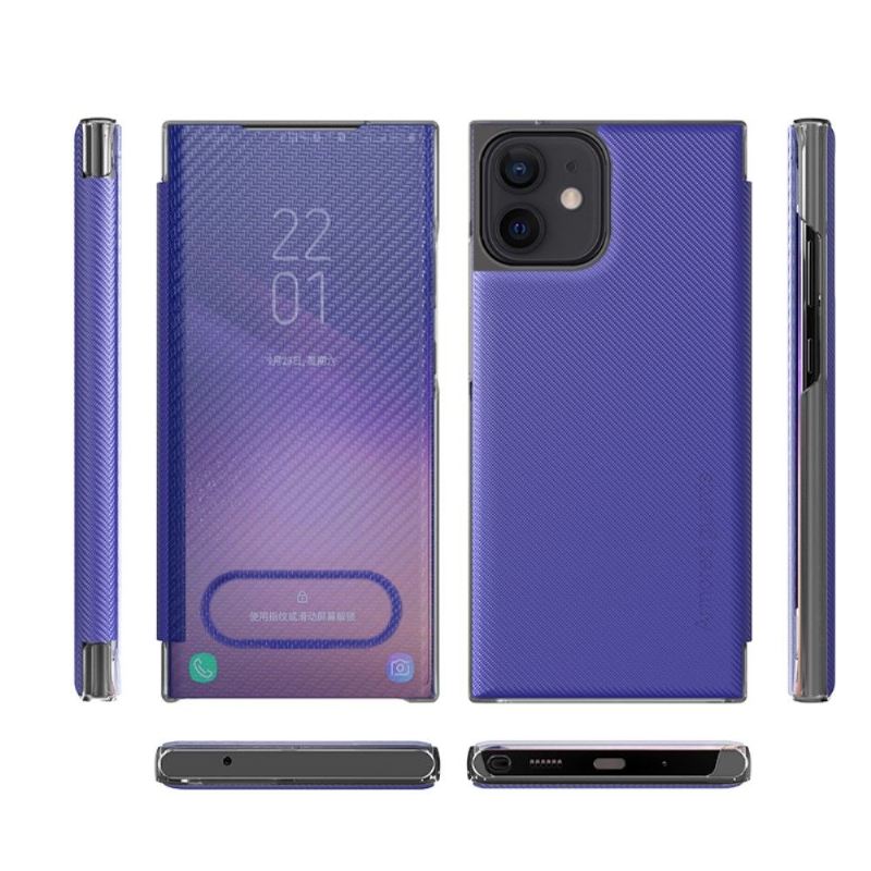 Handyhülle Für iPhone 12 Mini Flip Case Kohlefaser
