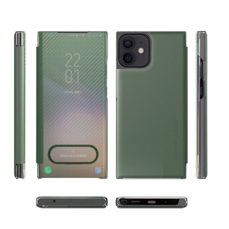Handyhülle Für iPhone 12 Mini Flip Case Kohlefaser
