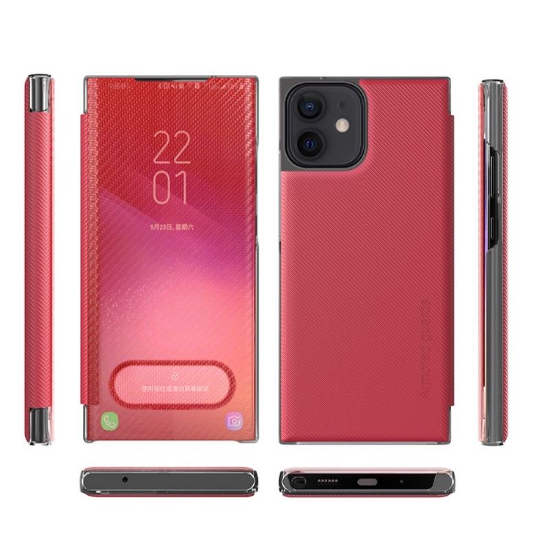 Handyhülle Für iPhone 12 Mini Flip Case Kohlefaser