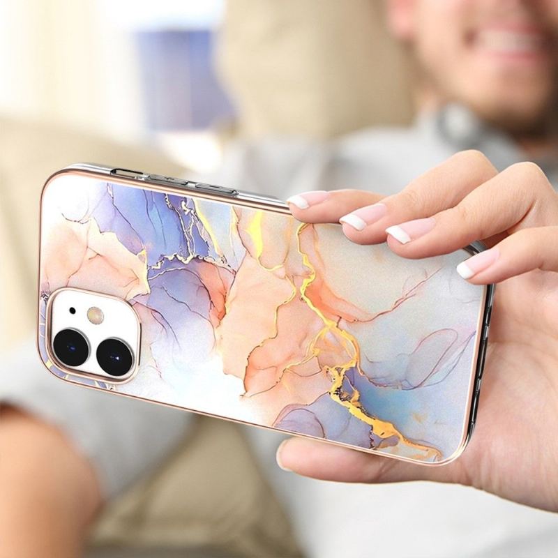 Hülle Für iPhone 12 Mini Anti-Sturz Farbiger Marmor
