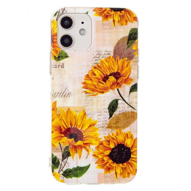 Hülle Für iPhone 12 Mini Anti-Sturz Vintage Sonnenblume Fluoreszierend
