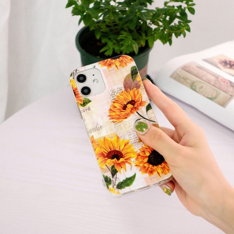 Hülle Für iPhone 12 Mini Anti-Sturz Vintage Sonnenblume Fluoreszierend