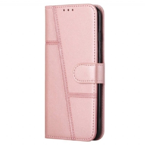 Flip Case Für Xiaomi 13 Mit Kordel Geometrischer Lederstil Mit Riemchen