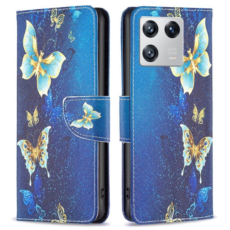Lederhüllen Für Xiaomi 13 Schmetterlinge