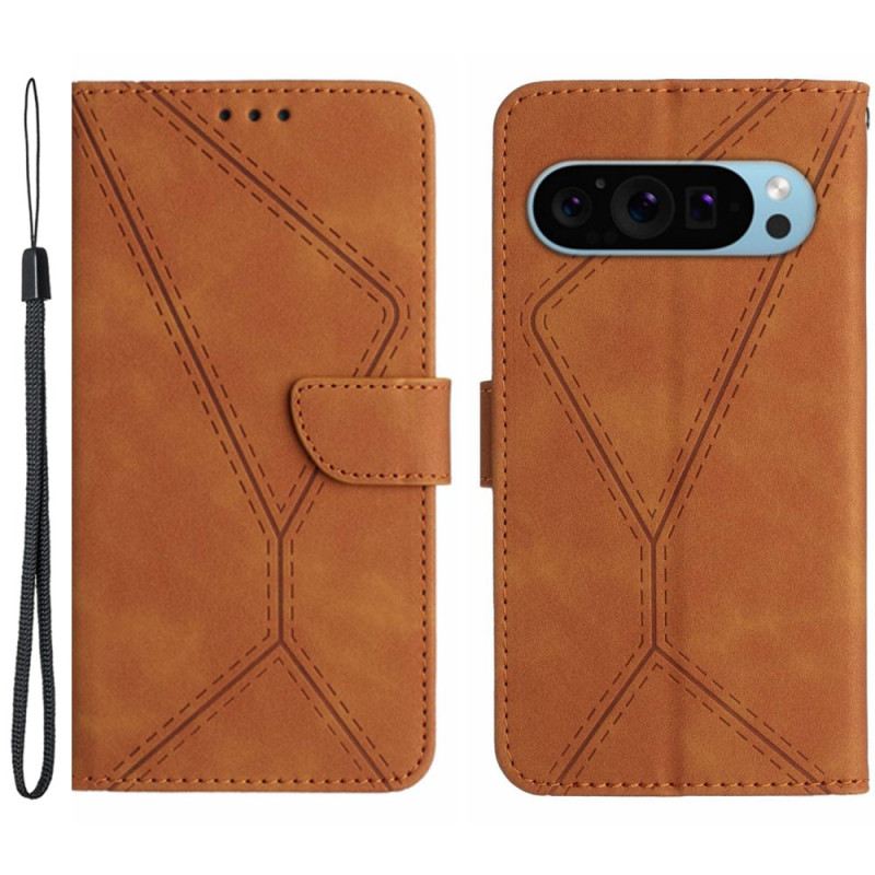 Lederhüllen Für Google Pixel 9 Pro Xl Leinen Und Lanyard-puller