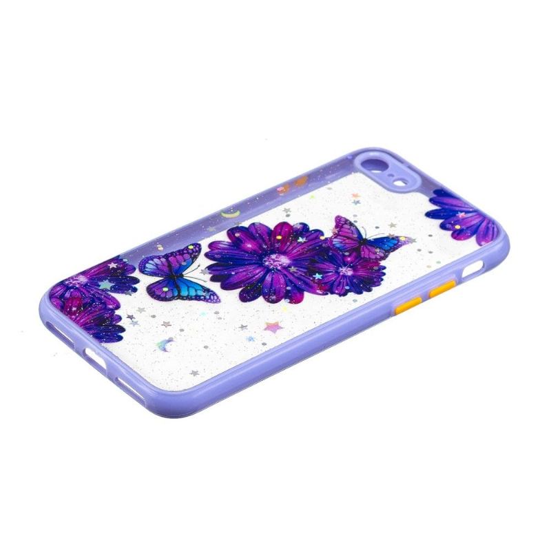 Hülle Für iPhone SE 2022 Lila Blumen Und Schmetterlinge