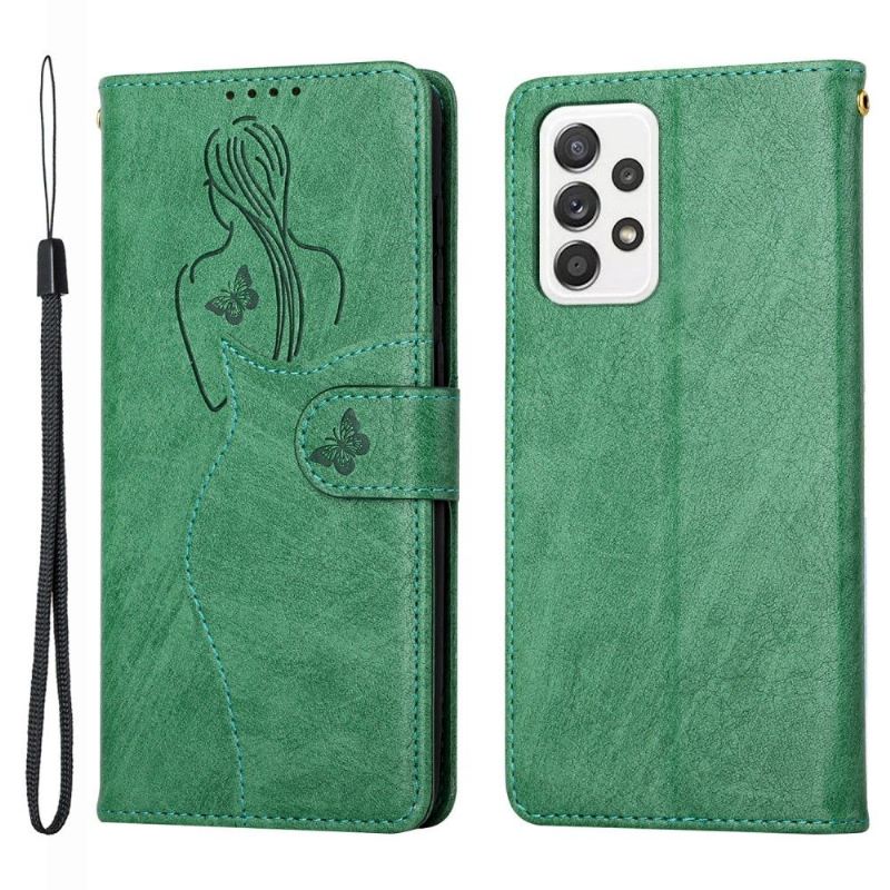 Lederhüllen Für Samsung Galaxy A72 4G / A72 5G Schutzhülle Premium Illustration Mädchen