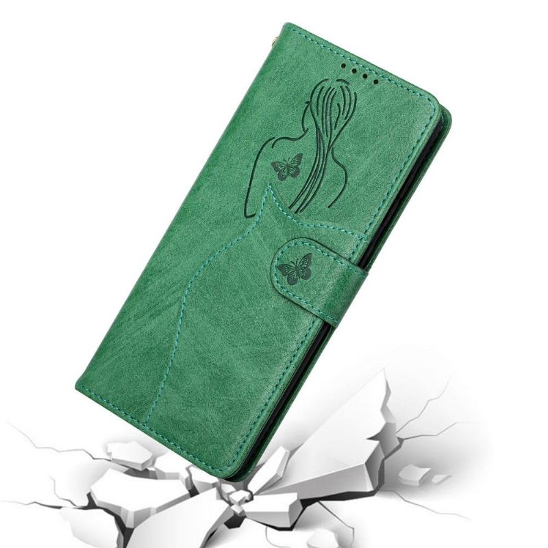 Lederhüllen Für Samsung Galaxy A72 4G / A72 5G Schutzhülle Premium Illustration Mädchen