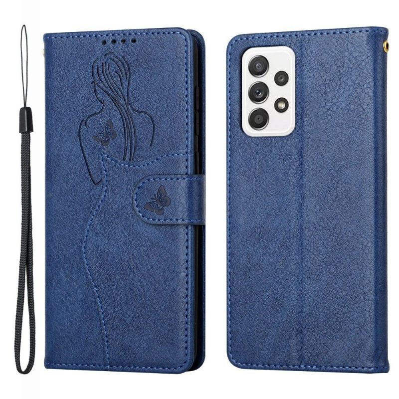 Lederhüllen Für Samsung Galaxy A72 4G / A72 5G Schutzhülle Premium Illustration Mädchen