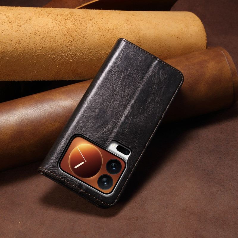 Flip Case Für Xiaomi 17 Pro Max Gewachstes Kunstleder