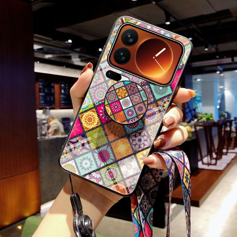 Hülle Für Xiaomi 17 Pro Max Patchwork-ständer Und -tragegurt