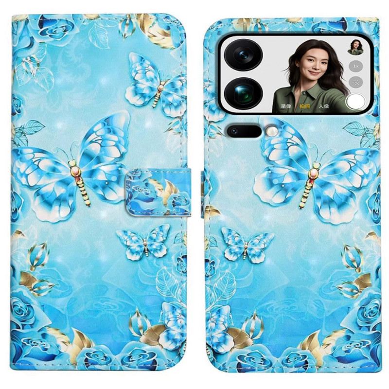 Lederhüllen Xiaomi 17 Pro Max Handyhülle Schmetterlinge Und Diamanten