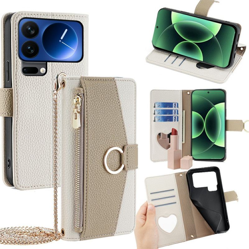 Lederhüllen Xiaomi 17 Pro Max Handyhülle Spiegel Und Schulterriemen Mit Kette