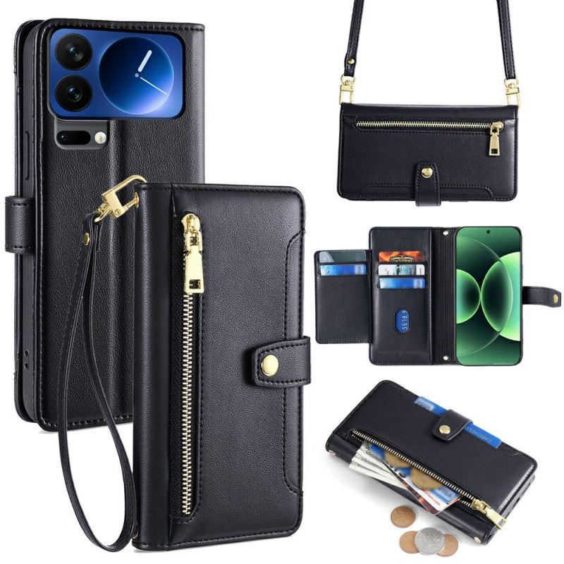 Lederhüllen Xiaomi 17 Pro Max Reißverschlusstasche Und 2 Schulterriemen