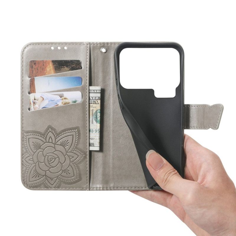 Lederhüllen Xiaomi 17 Pro Max Schmetterling Und Strasssteine