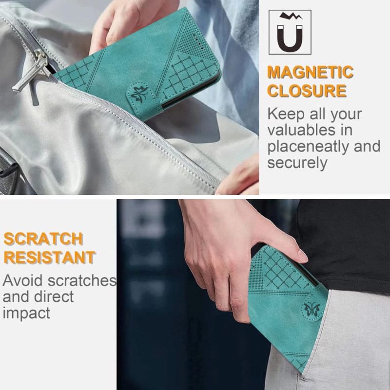 Lederhüllen Xiaomi 17 Pro Max Schmetterlings- Und Geometrisches Design