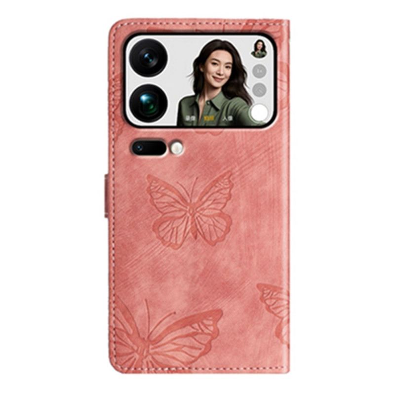 Lederhüllen Xiaomi 17 Pro Max Schmetterlingsdesign In Wildlederoptik