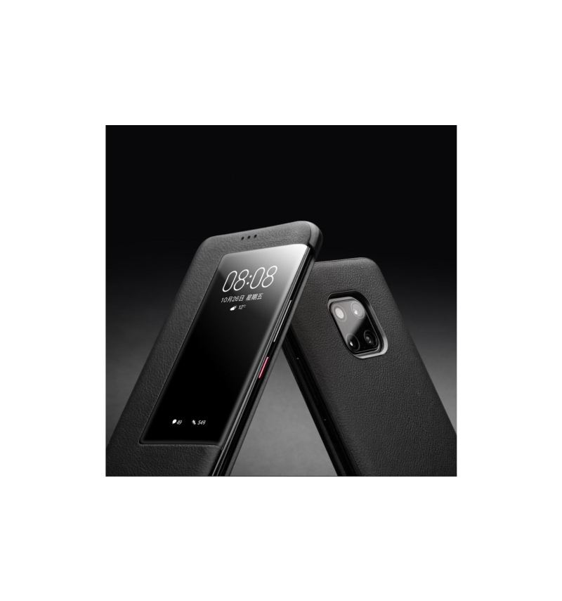 Lederhüllen Für Huawei Mate 20 Pro Anti-Sturz Leder Mit Sichtfenster - Schwarz