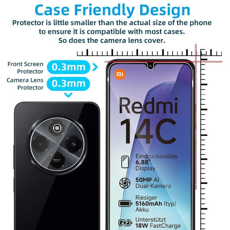 Doppelte Displayschutzfolie Aus Gehärtetem Glas Für Xiaomi Redmi 14c / Poco C75