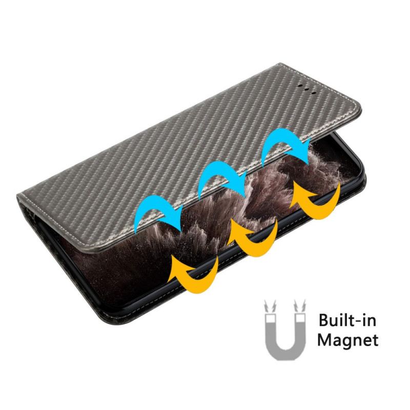 Flip Case Poco C75 Carbonfaser-struktur Mit Armband