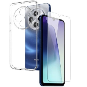 Hülle Poco C75 Handyhülle Transparent Mit Displayschutzfolie Aus Gehärtetem Glas Northjo