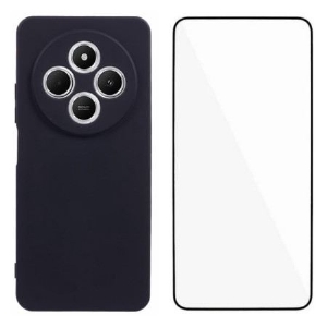 Hülle Poco C75 Silikon Mit Displayschutzfolie Aus Gehärtetem Glas