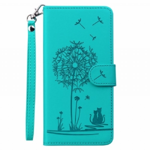 Lederhüllen Poco C75 Handyhülle Löwenzahnmuster Mit Riemen