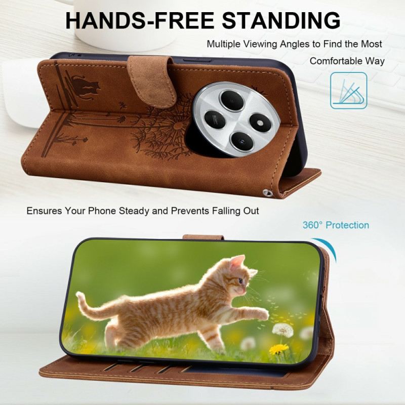 Lederhüllen Poco C75 Handyhülle Löwenzahnmuster Mit Riemen