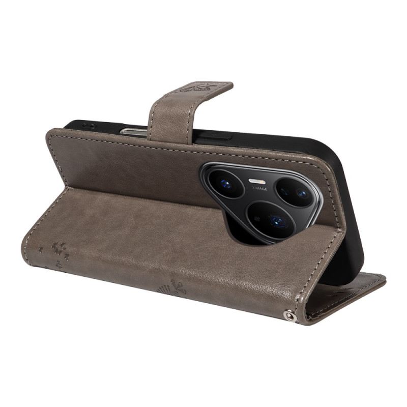 Lederhüllen Für Huawei Pura 80 Pro Katzen- Und Baummuster