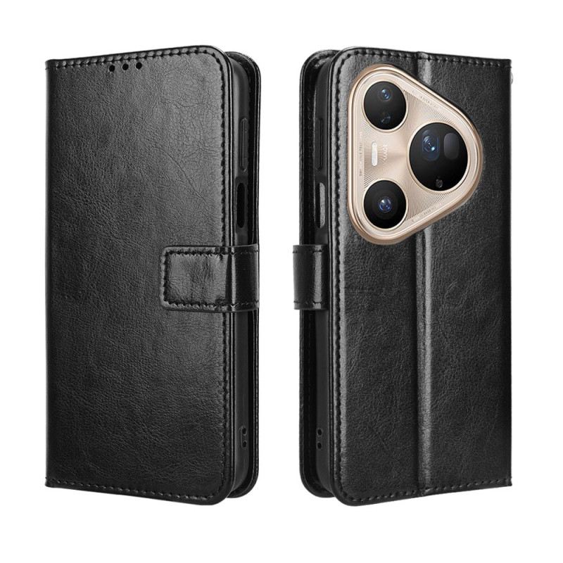 Lederhüllen Huawei Pura 80 Pro Handyhülle Glänzendes Kunstleder