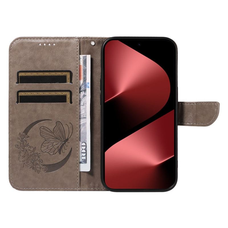 Lederhüllen Huawei Pura 80 Pro Handyhülle Grafischer Schmetterling