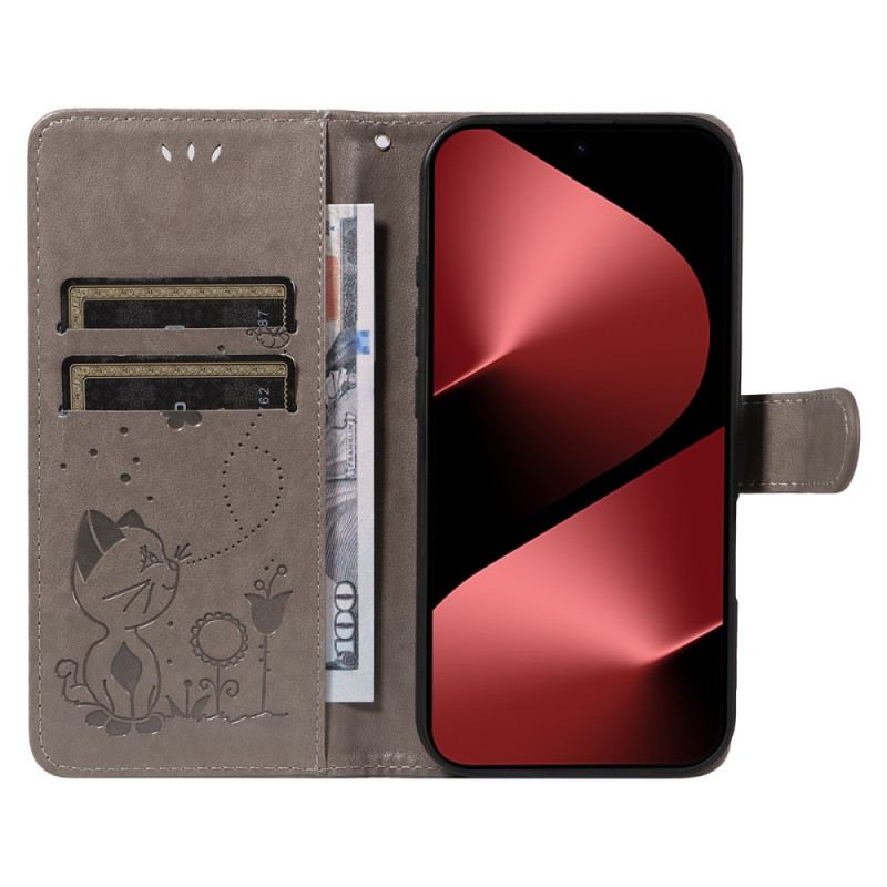 Lederhüllen Huawei Pura 80 Pro Handyhülle Katze Und Biene