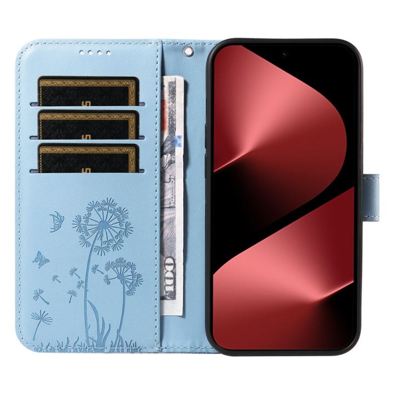 Lederhüllen Huawei Pura 80 Pro Handyhülle Löwenzahnmuster Und Riemen