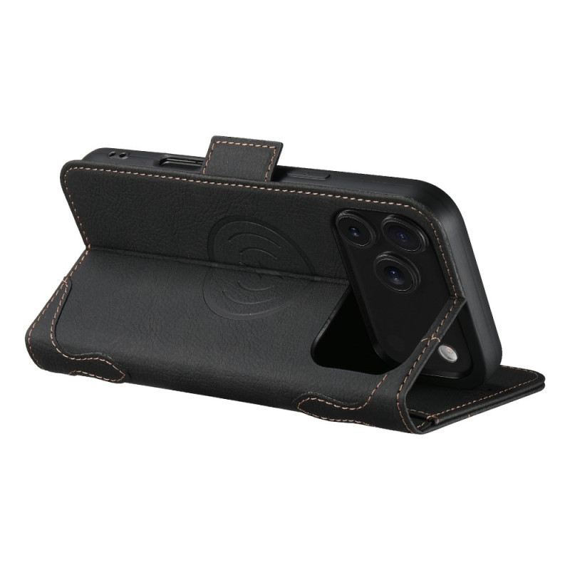 Flip Case Für iPhone 17 Pro Magsafe-kompatibles Litschi-leder