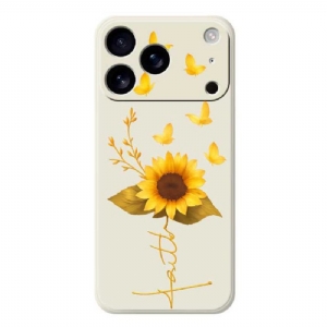 Hülle iPhone 17 Pro Handyhülle Flüssigsilikon-sonnenblume Und Schmetterlinge