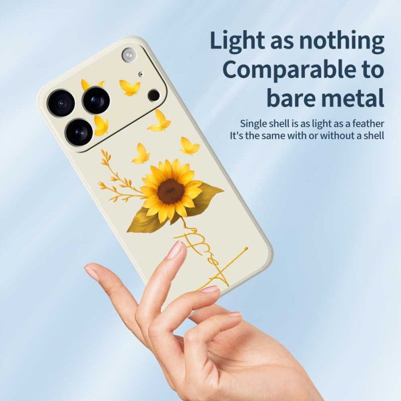 Hülle iPhone 17 Pro Handyhülle Flüssigsilikon-sonnenblume Und Schmetterlinge