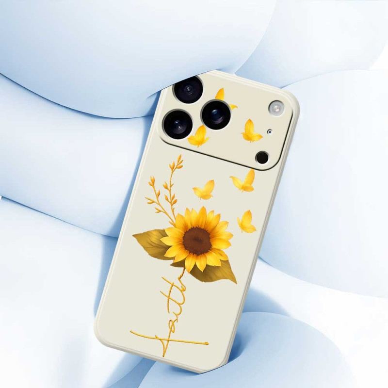 Hülle iPhone 17 Pro Handyhülle Flüssigsilikon-sonnenblume Und Schmetterlinge
