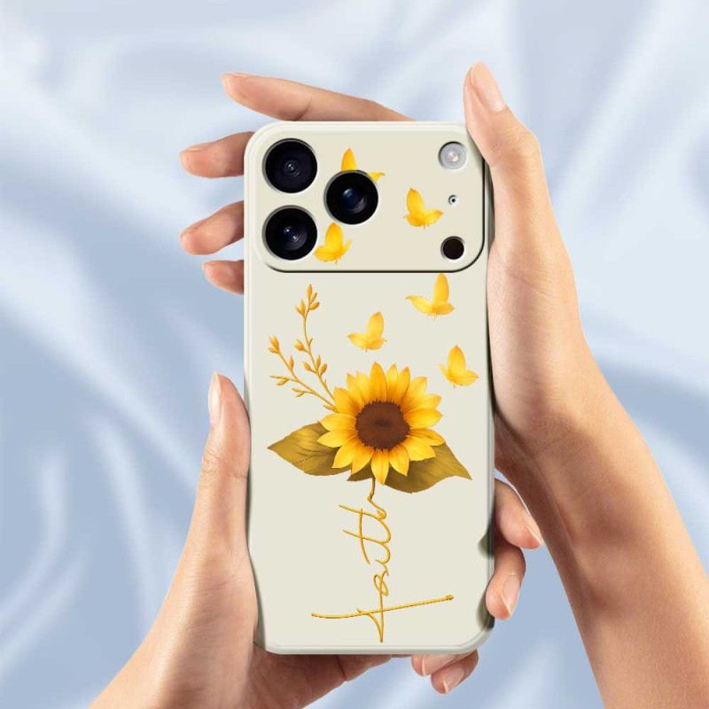 Hülle iPhone 17 Pro Handyhülle Flüssigsilikon-sonnenblume Und Schmetterlinge