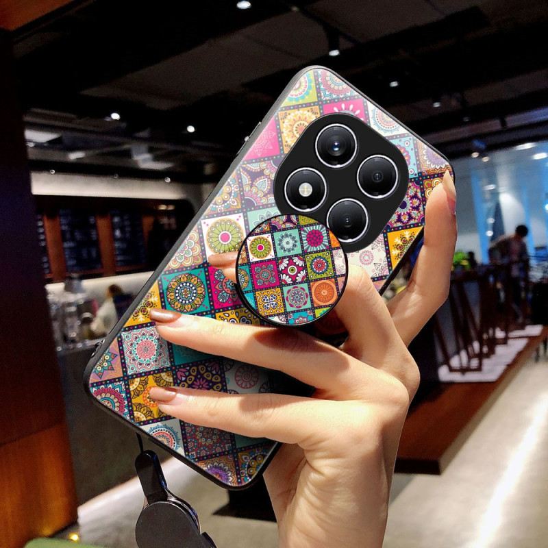 Hülle Xiaomi Redmi Note 14 Pro 4g Handyhülle Ständer Und Tragegurt Mit Patchwork-muster