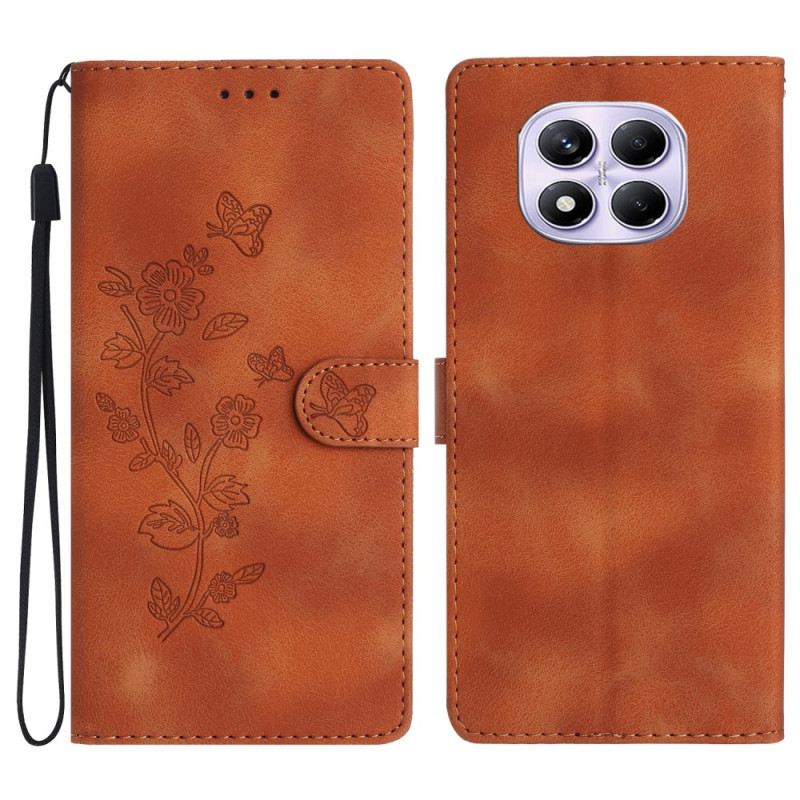 Lederhüllen Für Xiaomi Redmi Note 14 Pro 4g Blumen- Und Schmetterlingsdesign