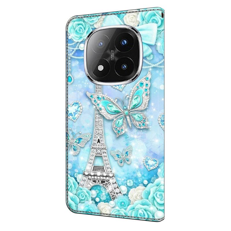 Lederhüllen Für Xiaomi Redmi Note 14 Pro 4g Eiffelturm Und Diamanten