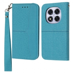 Lederhüllen Für Xiaomi Redmi Note 14 Pro 4g Gewebte Textur Mit Trageband