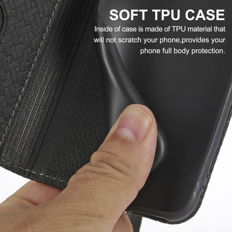 Lederhüllen Für Xiaomi Redmi Note 14 Pro 4g Gewebte Textur Mit Trageband