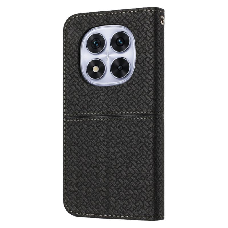 Lederhüllen Für Xiaomi Redmi Note 14 Pro 4g Gewebte Textur Mit Trageband