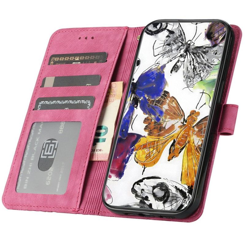 Lederhüllen Für Xiaomi Redmi Note 14 Pro 4g Wildlederoptik Schmetterlinge