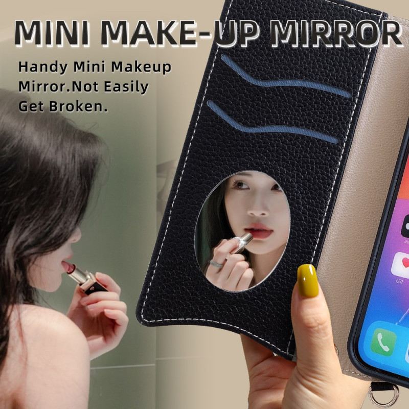 Lederhüllen Für Xiaomi Redmi Note 14 Pro 4g Zweifarbige Geldbörse Mit Kette